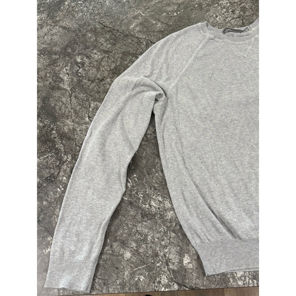 Vince Mens 100% Cotton Crewneck Lightweight Sweater Italian Yarn Elbow Patches M - Picture 3 of 12